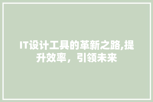 IT设计工具的革新之路,提升效率，引领未来
