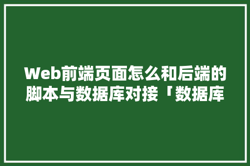 Web前端页面怎么和后端的脚本与数据库对接「数据库与web技术的关系」