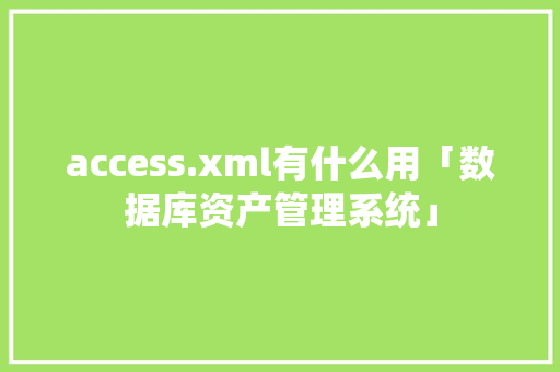 access.xml有什么用「数据库资产管理系统」
