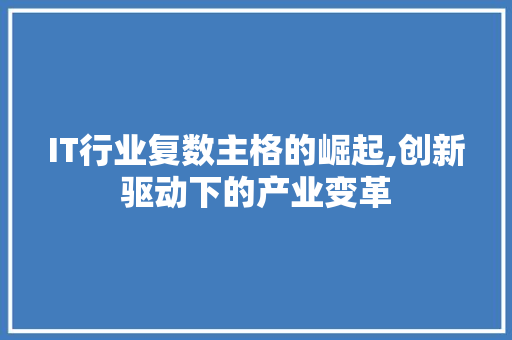 IT行业复数主格的崛起,创新驱动下的产业变革