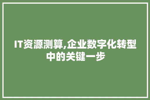 IT资源测算,企业数字化转型中的关键一步