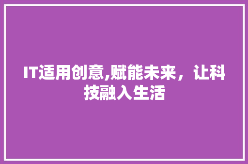 IT适用创意,赋能未来，让科技融入生活