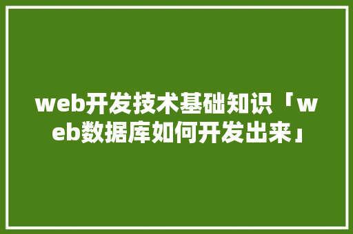web开发技术基础知识「web数据库如何开发出来」 建站教程