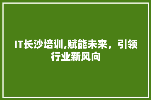 IT长沙培训,赋能未来，引领行业新风向 WordPress教程