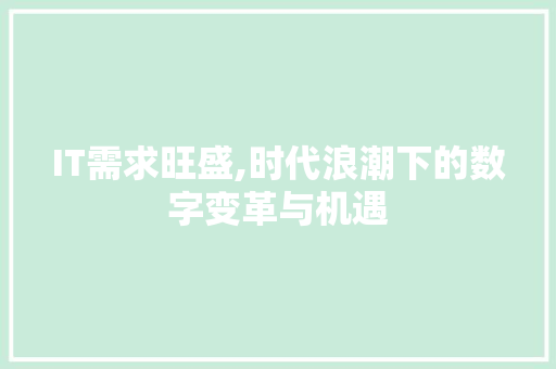 IT需求旺盛,时代浪潮下的数字变革与机遇
