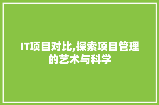 IT项目对比,探索项目管理的艺术与科学
