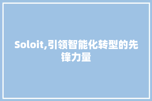 Soloit,引领智能化转型的先锋力量
