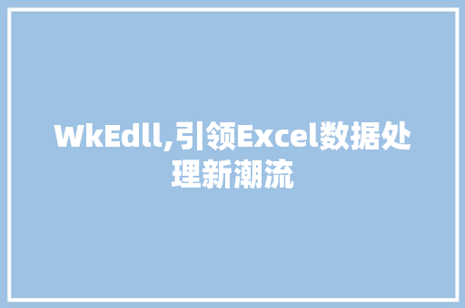 WkEdll,引领Excel数据处理新潮流 WordPress教程