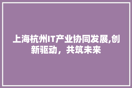 上海杭州IT产业协同发展,创新驱动，共筑未来