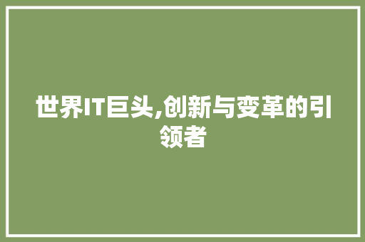 世界IT巨头,创新与变革的引领者