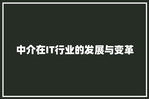 中介在IT行业的发展与变革