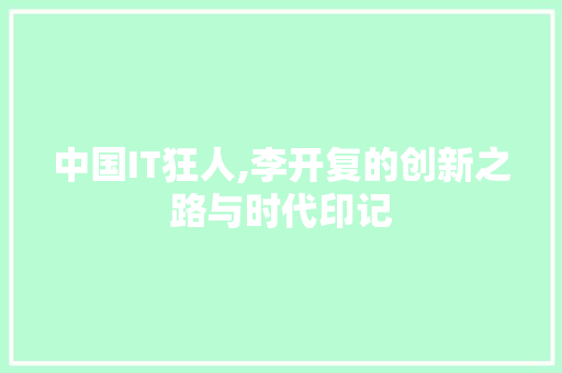 中国IT狂人,李开复的创新之路与时代印记 建站教程