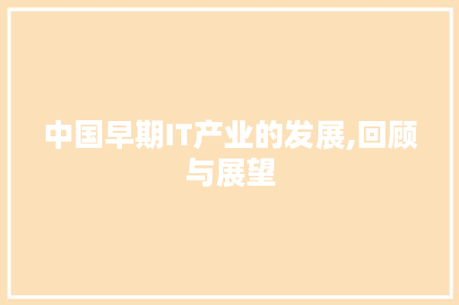 中国早期IT产业的发展,回顾与展望
