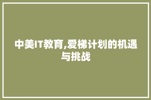 中美IT教育,爱梯计划的机遇与挑战 建站教程