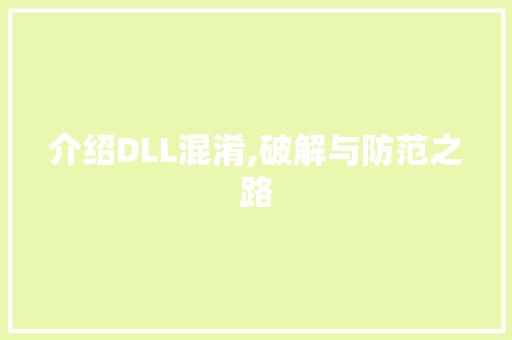 介绍DLL混淆,破解与防范之路