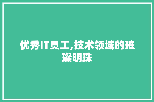 优秀IT员工,技术领域的璀璨明珠