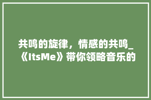 共鸣的旋律，情感的共鸣_《ItsMe》带你领略音乐的力量