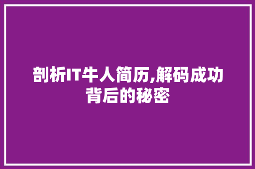 剖析IT牛人简历,解码成功背后的秘密