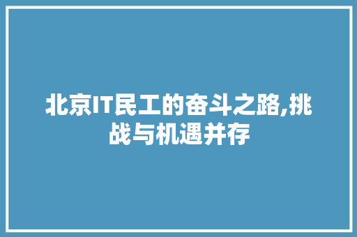 北京IT民工的奋斗之路,挑战与机遇并存 Web前端