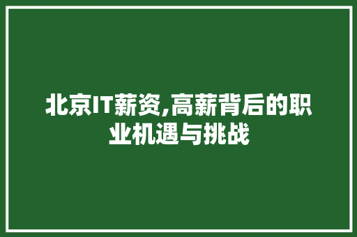北京IT薪资,高薪背后的职业机遇与挑战 Web前端
