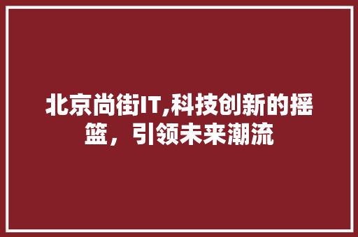 北京尚街IT,科技创新的摇篮，引领未来潮流