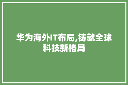 华为海外IT布局,铸就全球科技新格局