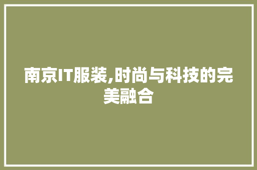 南京IT服装,时尚与科技的完美融合