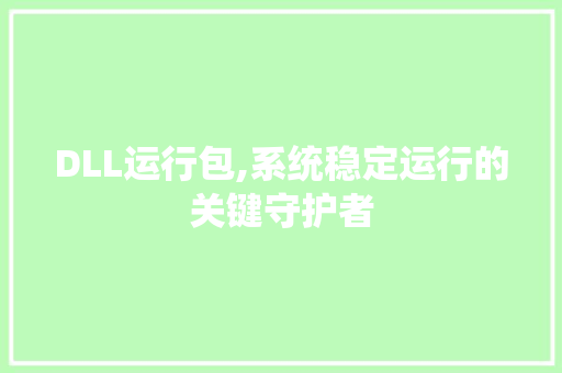 DLL运行包,系统稳定运行的关键守护者