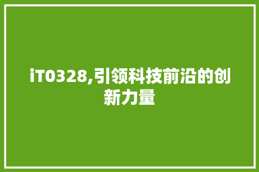 iT0328,引领科技前沿的创新力量 服务器/数据库