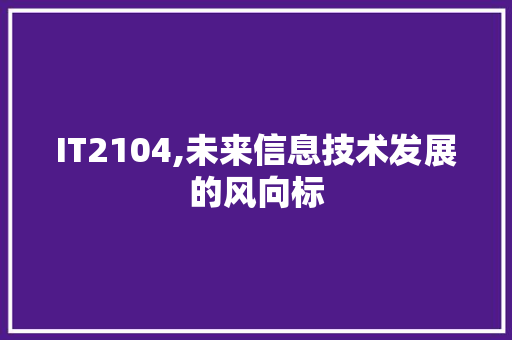 IT2104,未来信息技术发展的风向标