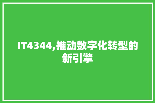 IT4344,推动数字化转型的新引擎