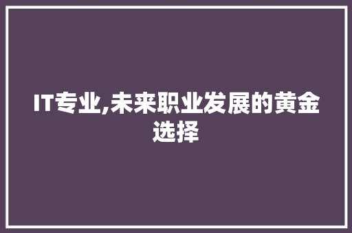IT专业,未来职业发展的黄金选择 Web前端