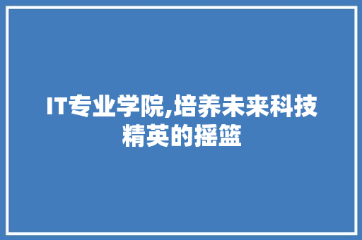 IT专业学院,培养未来科技精英的摇篮 WordPress教程