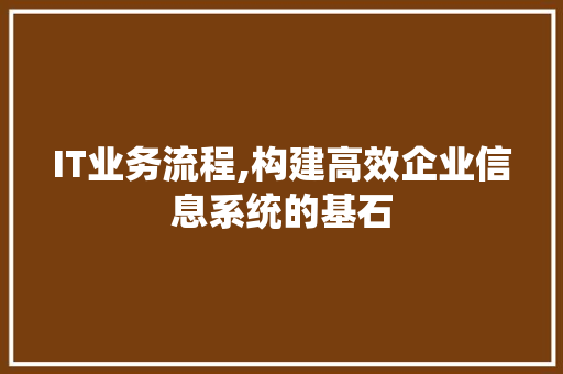 IT业务流程,构建高效企业信息系统的基石