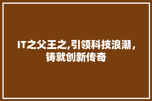 IT之父王之,引领科技浪潮，铸就创新传奇 WordPress教程