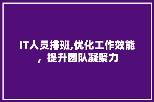 IT人员排班,优化工作效能，提升团队凝聚力 友链在线