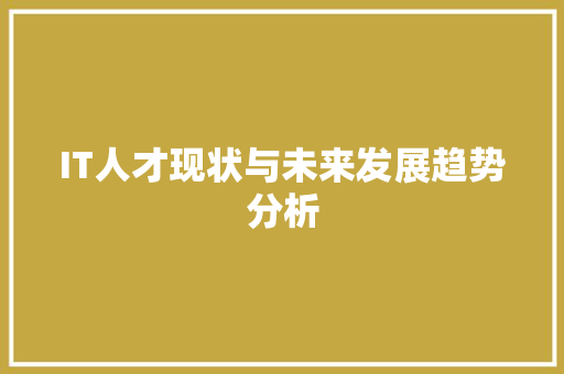 IT人才现状与未来发展趋势分析 建站教程