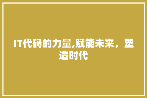 IT代码的力量,赋能未来，塑造时代