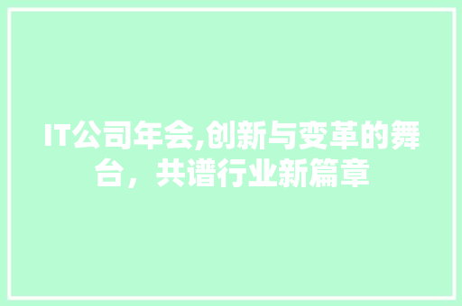 IT公司年会,创新与变革的舞台，共谱行业新篇章