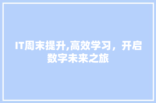 IT周末提升,高效学习，开启数字未来之旅 友链在线