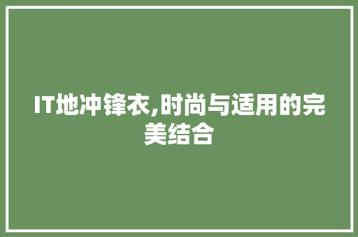 IT地冲锋衣,时尚与适用的完美结合 WordPress教程