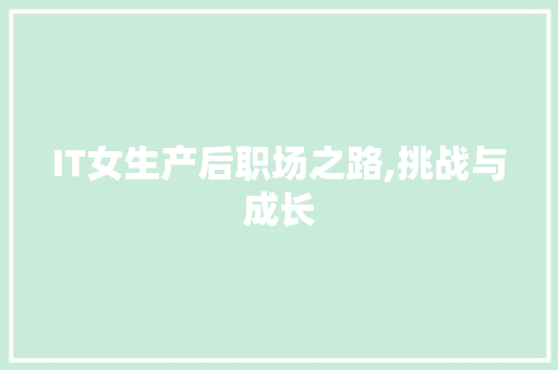 IT女生产后职场之路,挑战与成长
