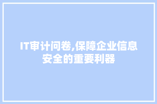 IT审计问卷,保障企业信息安全的重要利器