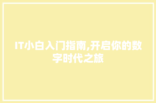 IT小白入门指南,开启你的数字时代之旅