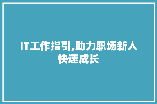 IT工作指引,助力职场新人快速成长