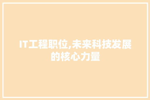 IT工程职位,未来科技发展的核心力量
