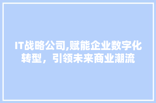 IT战略公司,赋能企业数字化转型，引领未来商业潮流