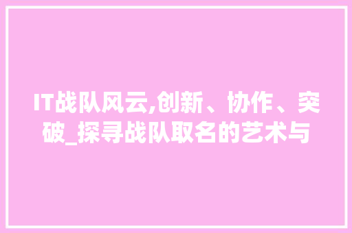 IT战队风云,创新、协作、突破_探寻战队取名的艺术与智慧
