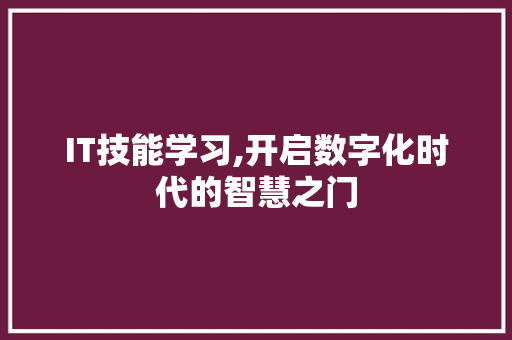 IT技能学习,开启数字化时代的智慧之门 友链在线