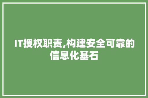 IT授权职责,构建安全可靠的信息化基石